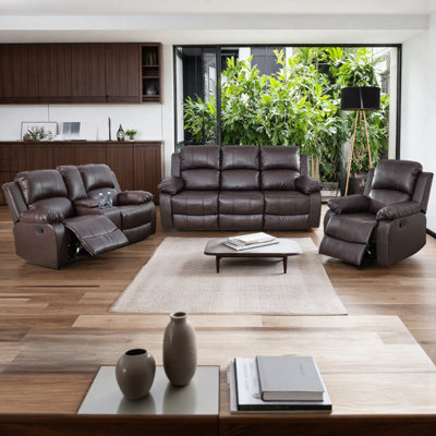 3-piece Manual Reclining Couch Living Room Sofa Set by Latitude Run