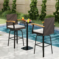 4 PCS Outdoor Rattan 360 degree Swivel Bar Stool w/ Removable Cushion Footrests by Bay Isle Home