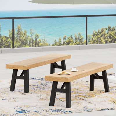 Wood Bench (2) - , Slat Panel, 63"x13.83"x17.76", Grey, 600 Lbs Weight Capacity 2 Bench In Grey , Weather , Seat 63" W X 17.76" H 13.83" D, Max Load by 17 Stories