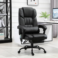 High Back Office Chair, 6 Vibration Points Massage, Pu Leather, Ergonomic, Remote Control, Adjustable Height, Footrest, Black Massage Chair With Point by Wildon Home