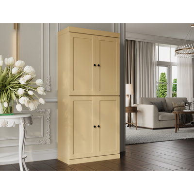 100% Solid Wood 6-Shelf Bookcase, Shaker Doors, Adjustable Shelves, 32" Wide, 71.5" Tall