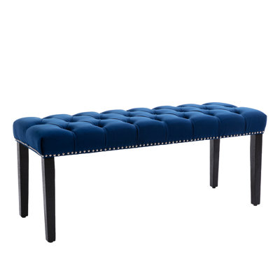 Upholstered Tufted Bench Ottoman , Velvet Dining Bench Bedroom Bench Footrest Stool Accent Bench For Entryway Dining Room Living Room by House of Hampton
