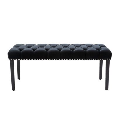 Upholstered Tufted Bench Ottoman , Velvet Dining Bench Bedroom Bench Footrest Stool Accent Bench For Entryway Dining Room Living Room by House of Hampton