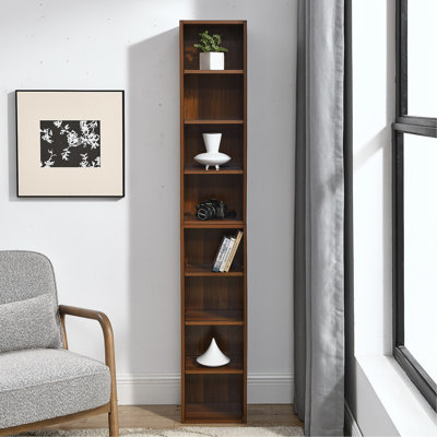 8-Tier Media Tower Rack, CD DVD Slim Storage Cabinet With Adjustable Shelves, Tall Narrow Bookcase Display Bookshelf For Home Office, Multi-Functional by Latitude Run