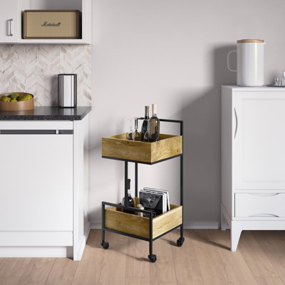 Modern - 16" Bar Cart - Natural by 17 Stories