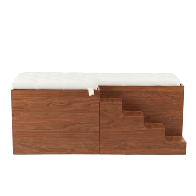 56"L, Furniture Style 2 In 1 Dog Crate With Padded Seat, Sliding Barn Door, Luxury Wooden Dog Kennel, End Of Bed Bench Ottoman With Removable Cushion by Tucker Murphy Pet