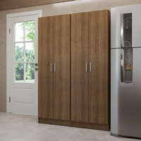 Kitchen Pantry Set Storage Cabinet 4 Doors 8 Utility Shelves 47"L Wooden Organization Unit for Kitchen 6 Adjustable Shelves Anti Tipping