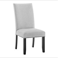 Modern Look 2pc Light Gray Finish Side Chair Fabric Full Back Upholstered Seat Nailhead Trim Accent Dining Room Wooden Furniture by Lark Manor