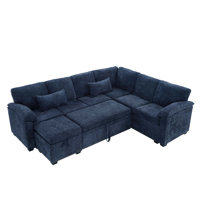 97 Inch L-Shaped Corner Sectional Sofa Couch With Seat And Storage Ottoman,Chenille Fabric Corner Couch With 7 Seats & 2 Pillows For Living Room by Latitude Run