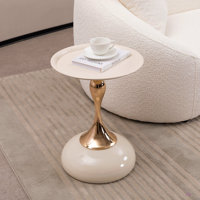 Mermaid Tail End Coffee Table Round Side Table, Modern Metal Pedestal Table, Minimalist Accent Table For Small Spaces, Drink Martini Table Decoration by House of Hampton