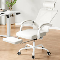 Ergonomic Office Chair With Footrest, Mesh Office Desk Chair With Headrest, High Back Computer Chair With Adjustable Lumbar Support For Office Study R by Inbox Zero