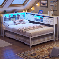 Corner Bed Frame With Trundle & Bookcase by Wrought Studio