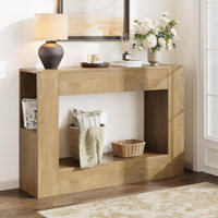 47" Farmhouse Wood Console Table With Drawer And Storage Shelves For Entryway by Ebern Designs