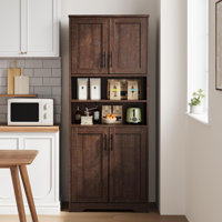 Multifunctional 67" Storage Cabinet with 4 Doors & Adjustable Shelves for Kitchen, Pantry, Living Room by Winston Porter