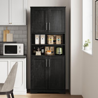 Multifunctional 67" Storage Cabinet with 4 Doors & Adjustable Shelves for Kitchen, Pantry, Living Room by Winston Porter