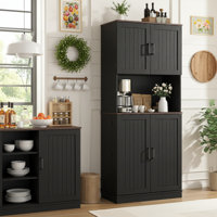 71" Tall Kitchen Pantry Cabinet, Farmhouse Kitchen Storage Cabinet With 6 Hanging Shelves And Adjustable Shelves, Freestanding Cupboard For Dining Roo by Winston Porter