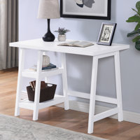 Redina Contemporary Wood Writing Desk With Storage, White by Ebern Designs