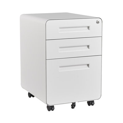 3-Drawer Mobile File Cabinet With Lock - Legal & Letter Size Storage For Home Office, Fully Assembled by Wrought Studio