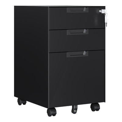 3-Drawer Mobile File Cabinet With Lock - Legal & Letter Size Storage For Home Office, Fully Assembled by Wrought Studio