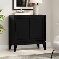 Harper 30"W Solid Hardwood Mid-Century Modern Low Storage Cabinet With Sliding Doors by Simpli Home