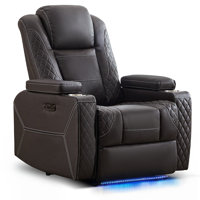 Power Recliner Sofa With Adjustable Headrest, LED Lights, Storage Armrest, USB Ports & Cup Holders by Ivy Bronx