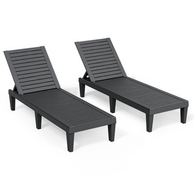 Patio Chaise Lounge Chair Set of 2, Adjustable Backrest for Outside Poolside, Backyard, Lawn
