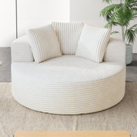 Ivona Upholstered 50" Round Corduroy Lazy Sofa, No Assembly Required