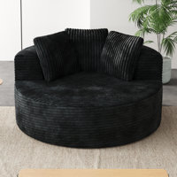 Ivona Upholstered 50" Round Corduroy Lazy Sofa, No Assembly Required by Mercer41