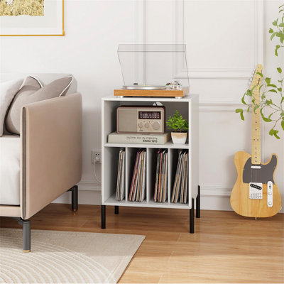 Record Player Stand With Charging Station, Holds 150 Albums by George Oliver