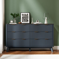 6 Drawers Dresser With Faux Marble Top & Curved Design by Ebern Designs