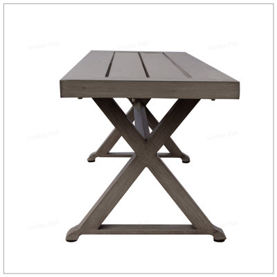Modern Outdoor Aluminum Dining Bench with Sleek Slat Design and Durable Rust-Resistant Frame, Perfect for Contemporary Patio Decor by Brayden Studio