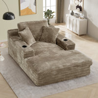 49.6" W Chaise Lounge Sofa Deep Seat Couch With Storage Bags And Cup Holders - No Assembly Required by Mercer41