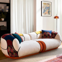 98" W Oversized Modern Curved Upholstered Sofa, 4 Seater Design Boneless Sectional Cloud Couches, Plush Chenille Compressed Lounge Couch With Bohemian by Ivy Bronx