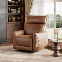 Power Recliner Chair with USB Ports, 360° Swivel Rocker Fabric Glider for Living Room