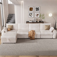 4 Seat Modular Sectional Sofa, Corduroy Couch With Storage Ottoman, Oversized Seat Cushion, Modular Design For Flexible Combinations, No-Tool Assembly by Mercer41