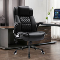 Modern PU Leather Ergonomic Office Chair With Adjustable Lumbar by Inbox Zero