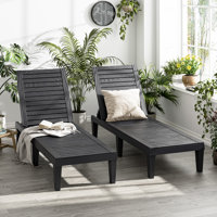 Outdoor Chaise Lounge Chair Set of 2, 5-Positions Adjustable Pool Lounge Chair by Ebern Designs