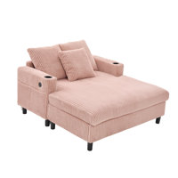 Modern Corduroy Oversized Recliner Sofa with Deep Seat, 3 Pillows, USB Charging, RGB LED Light Strip, Cup Holder, Side Pocket - Suitable for Living Ro by Ivy Bronx