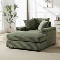 Oversized Cozy Chaise Lounge Chair Indoor with Ottoman,43.3" W Corduroy Upholstered Comfy Sofa, Modern Fluffy Deep Seat Couch, Leisure Sleeper Sofa Re by Mercer41