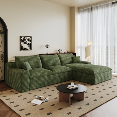 106" Modular sofa with Corduroy fabric,Double-layer structure, Detachable seat cushion, No assembly required, Suitable for Living room, Bedroom,Confer by Mercer41