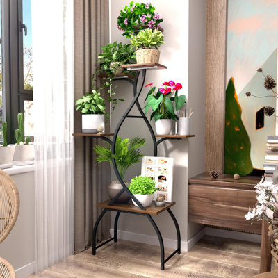 Tall Plant Stand Indoor With Grow Lights, 6 Tiered Plant Shelf With Tree-Shaped Design, For Multiple Plants, Corner Plant Holder For Home, Patio by 17 Stories