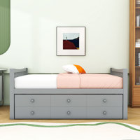 3 Drawers Full Wood Daybed with Twin Trundle by Lark Manor