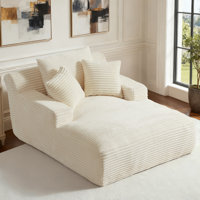 50" Cloud Chaise Lounge Chair Indoor, Oversized Corduroy Deep Seat Sofa Bed, No Assembly Required by Mercer41