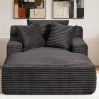 50" Cloud Chaise Lounge Chair Indoor, Oversized Corduroy Deep Seat Sofa Bed, No Assembly Required by Mercer41