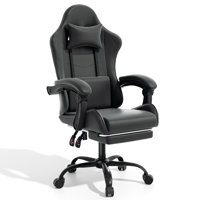 Ergonomic Office Chair With 180° Recline & Extending Footrest Medium-Firm Faux Leather Computer Desk Chair With Lumbar Support & Linkage Armrest by Wrought Studio
