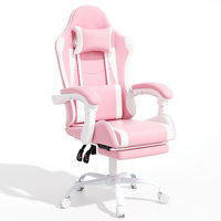 Ergonomic Office Chair With 180° Recline & Extending Footrest Medium-Firm Faux Leather Computer Desk Chair With Lumbar Support & Linkage Armrest by Wrought Studio