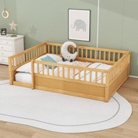 Floor Bed Frame With Fence by Harriet Bee
