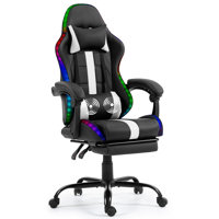 Massage Gaming Chair With RGB LED & Footrest by Wrought Studio