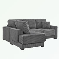 L Shaped Corduroy Sofa with Reversible Chaise Lounge by George Oliver
