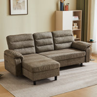 3-Seat Sectional Sofa - Modular Deep Seat Sleeper Couch with Ottoman, Comfy Upholstered Furniture for Living Room, Apartment, Office by Ebern Designs